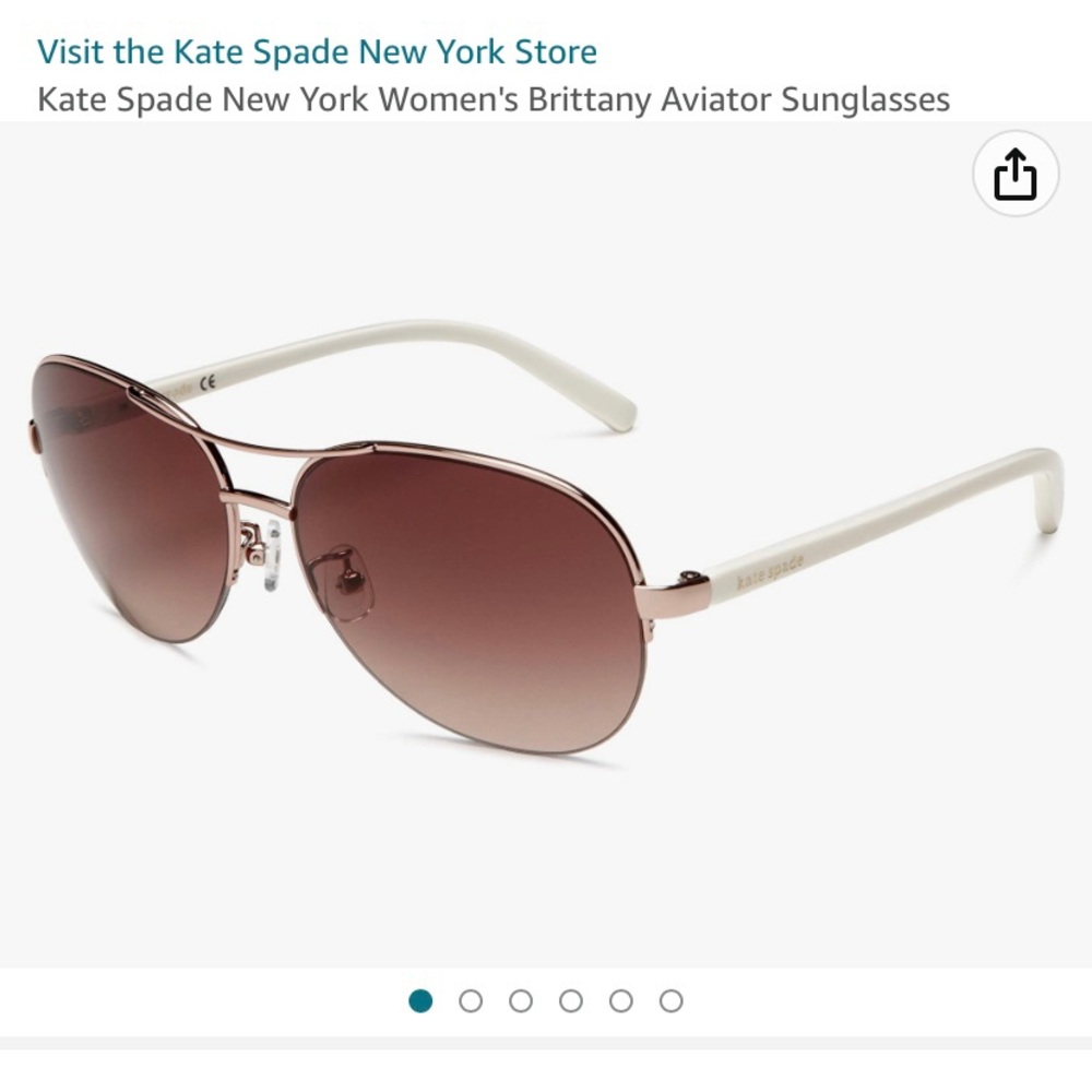 Kate Spade Brittany Aviator Sunglasses White Rose Gold Frame w Kate Spade Case